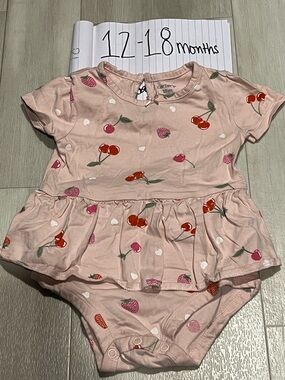 Carter's Pink Cherry & Strawberry Peplum Bodysuit